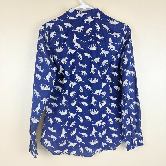 J.Crew Cheetah Print 100% Cotton Button-Down Shirt XS - Picture 2 of 8